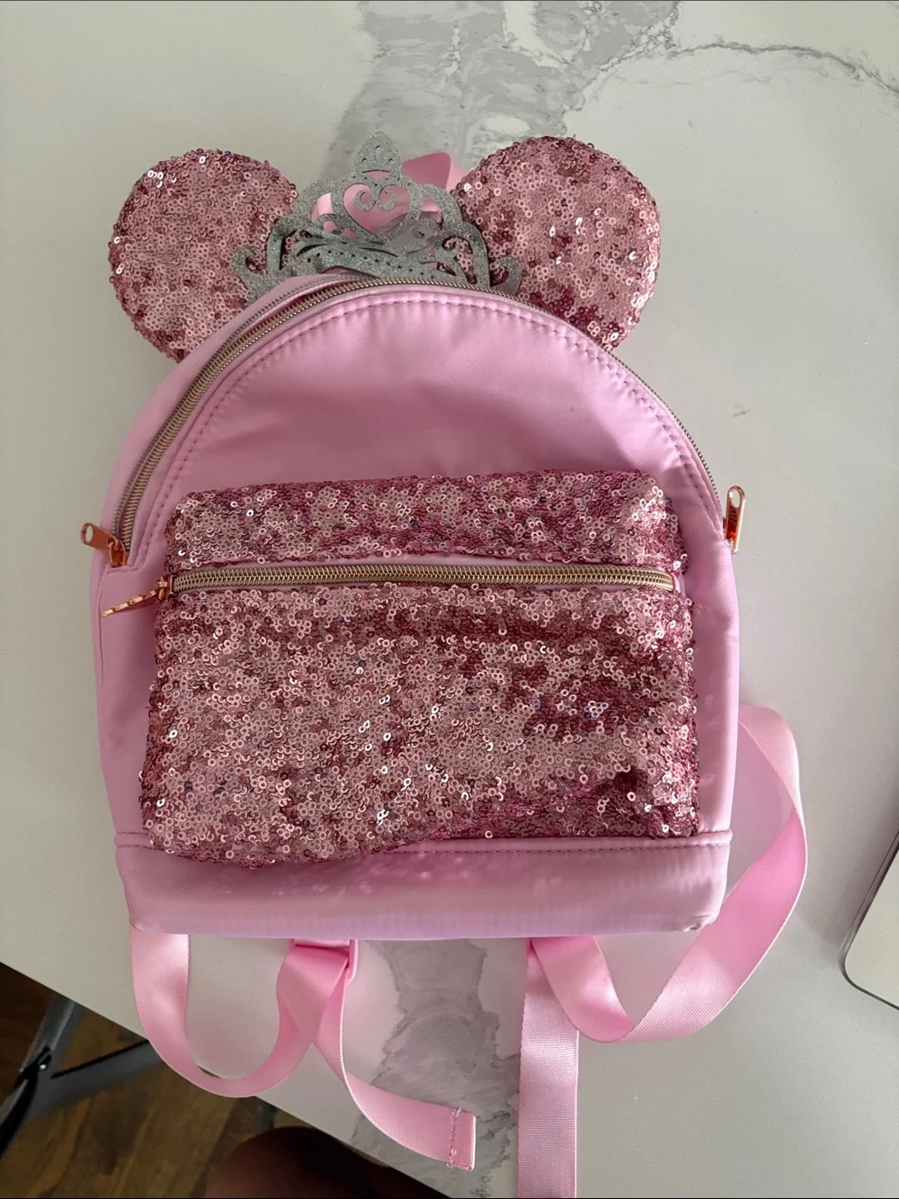 Disney Pink Sequin Minnie Ear Kids Backpack